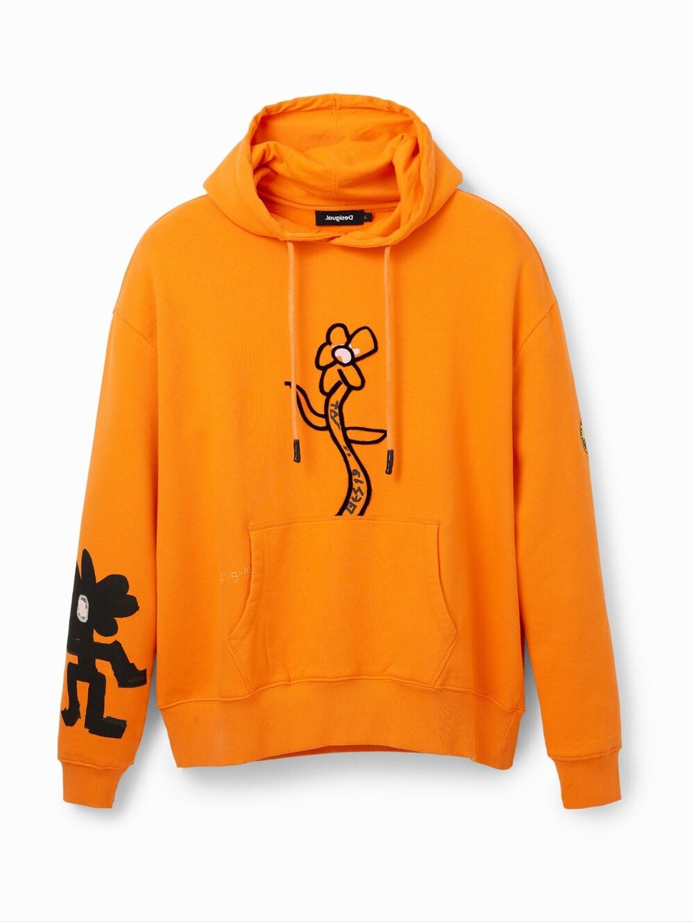 Desigual Stick 2025 Lilli Kay Orange Floral Hoodie Size S Pullover